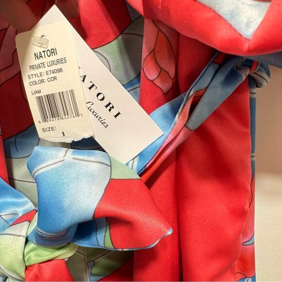NATORI PRIVATE LUXURIES Liam Kimono Sleeve Long Robe Size L NWT Multicolored - Picture 7 of 8